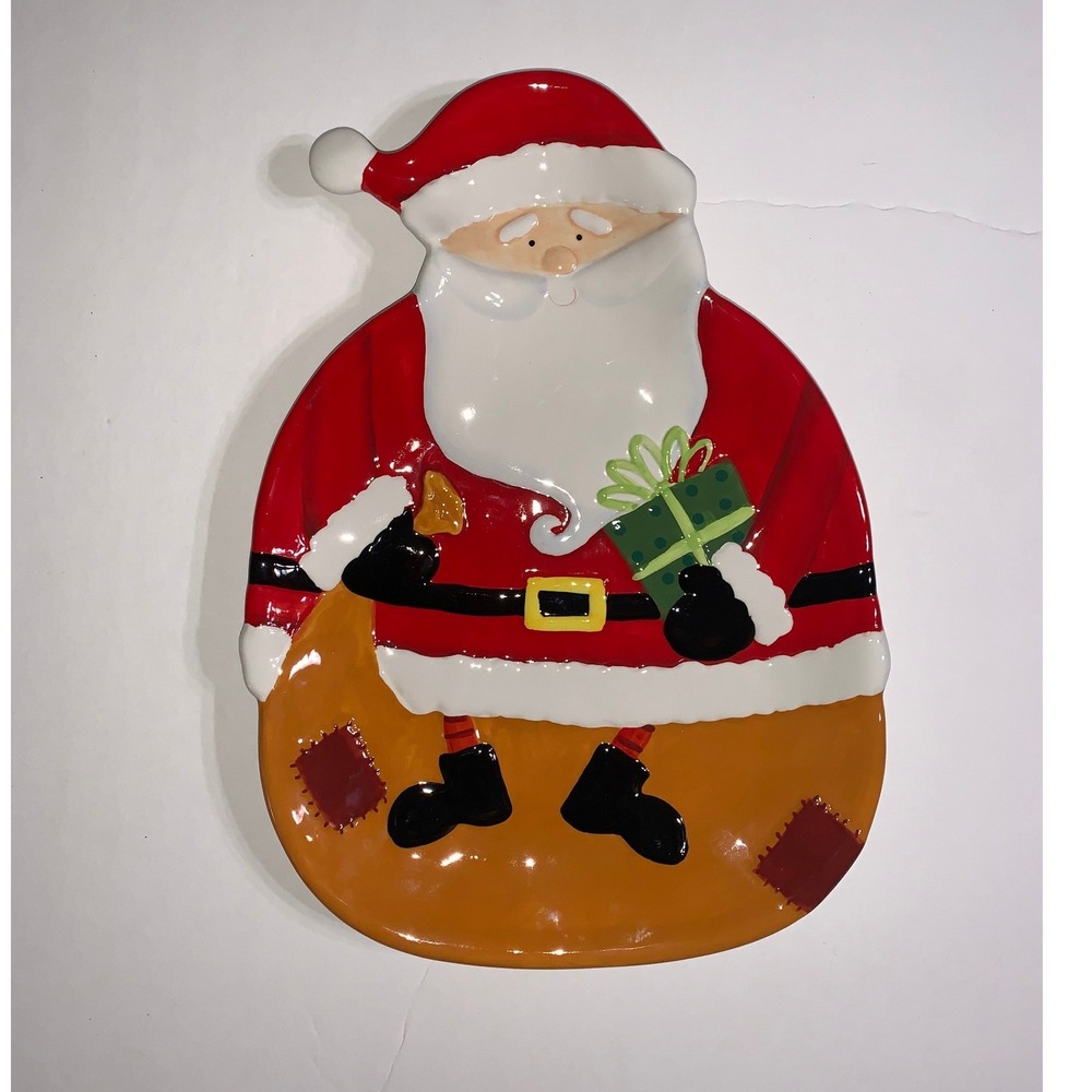 Baum North Pole Collection Santa Claus Ceramic Serving Platter Tray Christmas‎